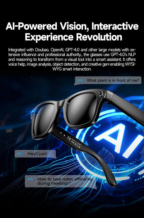 AI Smart Glasses with HD Camera & Translation – Color-Changing Bluetooth Calling Sunglasses SF