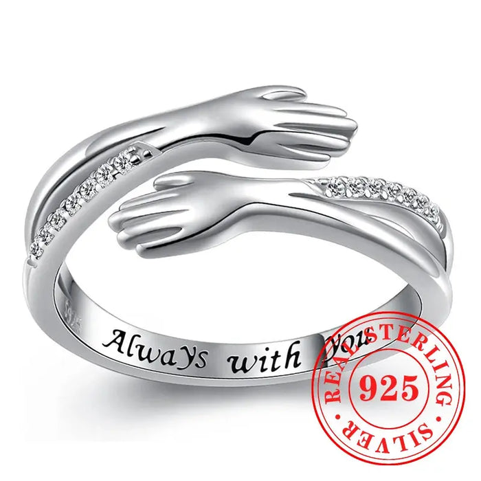 925 sterling silver geometric pave-set ring with cubic zirconia