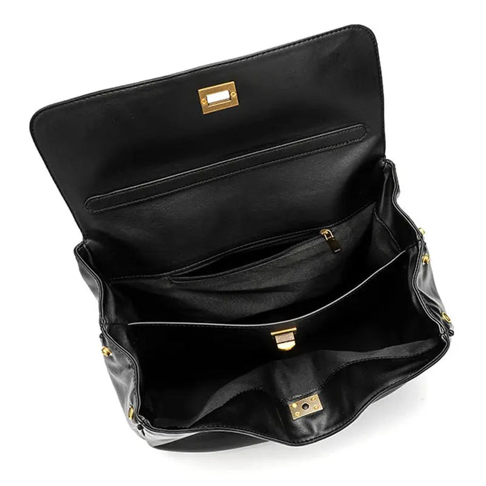 Microfiber Leather Shoulder Bag – Large Square with Lock SF
