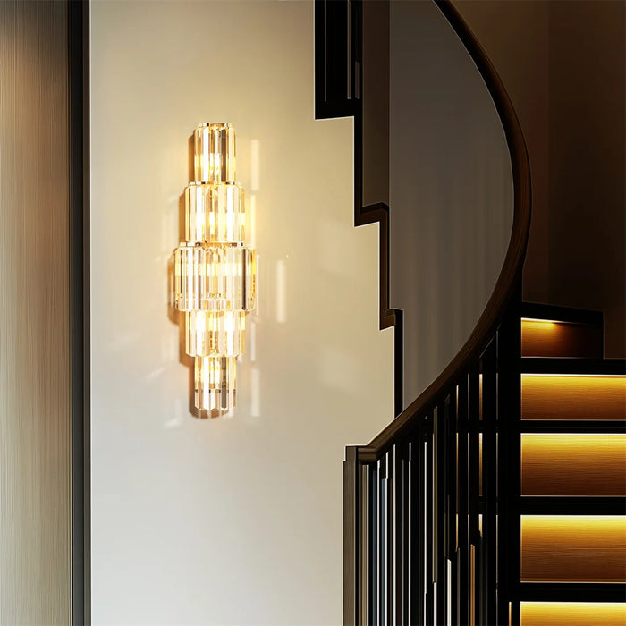 Crystal Wall Sconce – Luxurious 3- or 5-Tier LED Lighting with Gold Finish - Samanta Factory