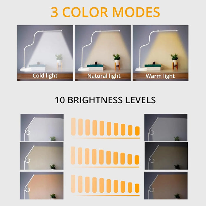 A LOOPITYS LED Desk Lamp, Swing Arm Architect Task Lamp with Long Flexible Gooseneck, 3 Color Modes, and USB Adapter - Samanta Factory