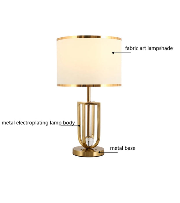 European-Style Bedside Table Lamp – Fabric Shade with Crystal Accent - Samanta Factory