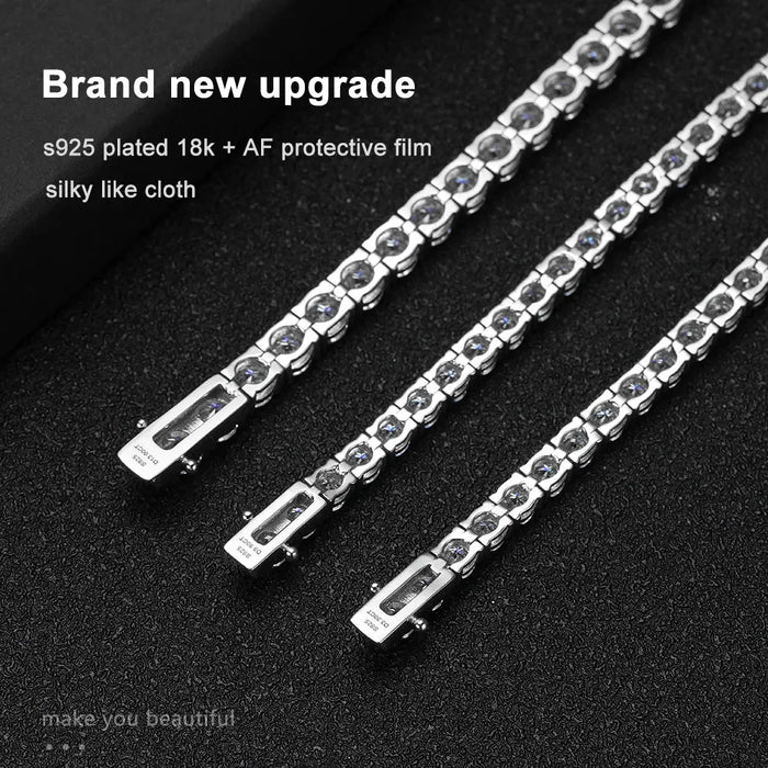 925 Sterling Silver Waterproof Moissanite Bracelet with GRA Certification SF