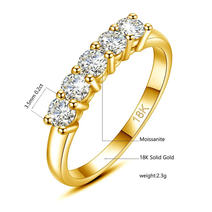 18K Gold Moissanite Wedding Ring – D-Color VVS1 Certified Stone SF