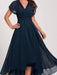 Chiffon A-Line Dress – Flowing Batwing Sleeves & Irregular Hem - Samanta Factory