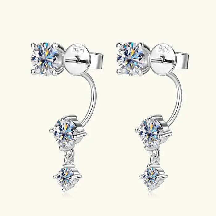 Moissanite Stud Earrings – D-Color VVS1 2-in-1 Sterling Silver SF