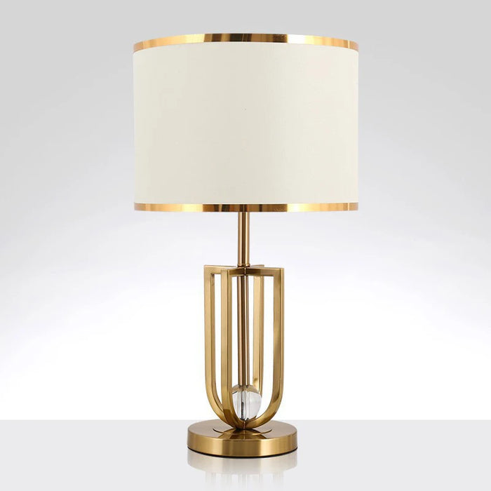 European-Style Bedside Table Lamp – Fabric Shade with Crystal Accent - Samanta Factory