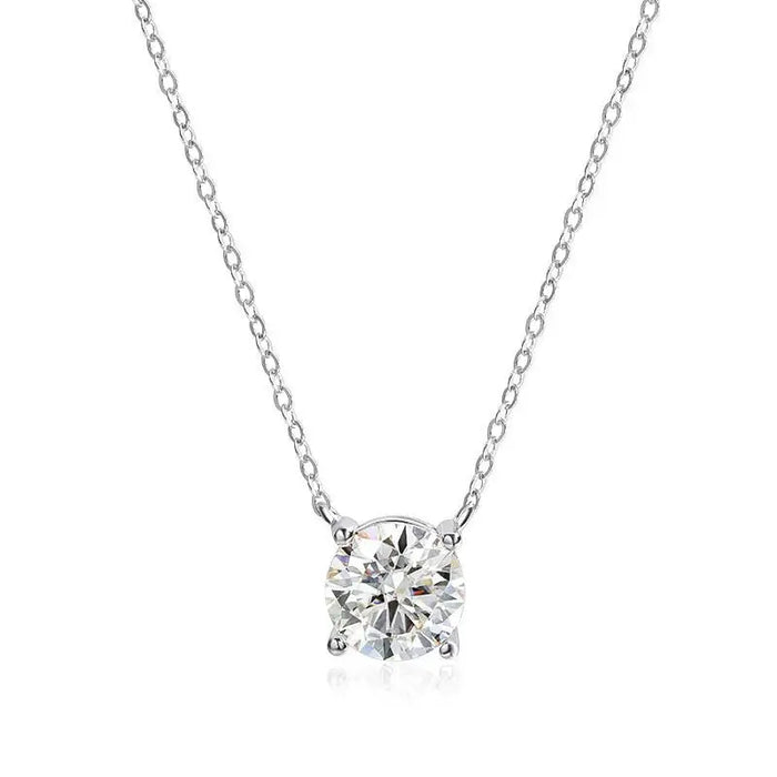 Moissanite Solitaire Necklace – Certified VVS1 Round Stone SF