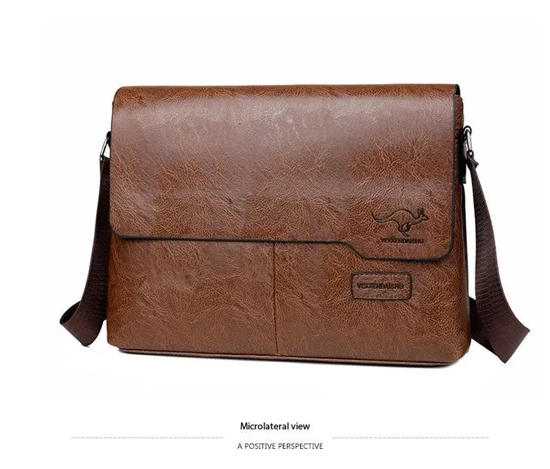 Men’s Business Satchel Bag – Slim PU Leather Shoulder Bag SF