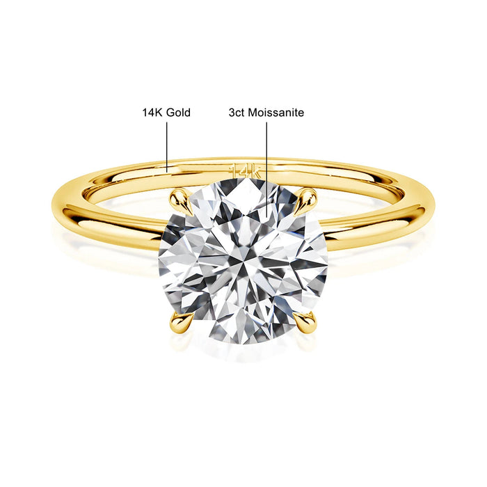 14K Gold Moissanite Ring – Certified Round-Cut Brilliance SF