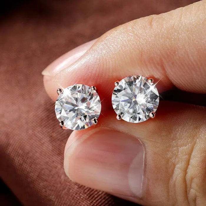 Premium Moissanite Stud Earrings – Brilliant D Color VVS1 Stones SF