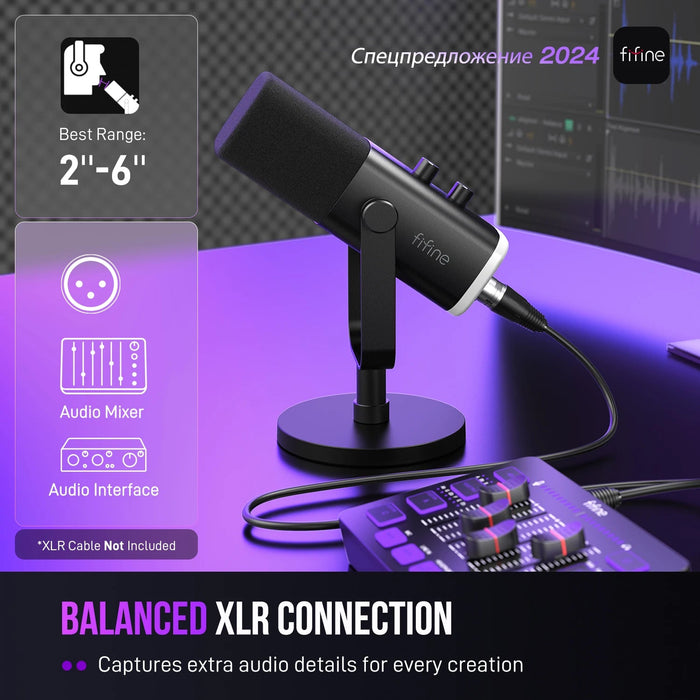 Dynamic USB/XLR Microphone – Cardioid with RGB Lighting & Noise Reduction SF