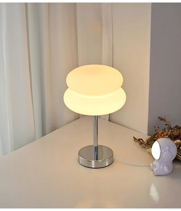 Modern Stained Glass Table Lamp – Touch Control LED Bedside Lighting - Samanta Factory