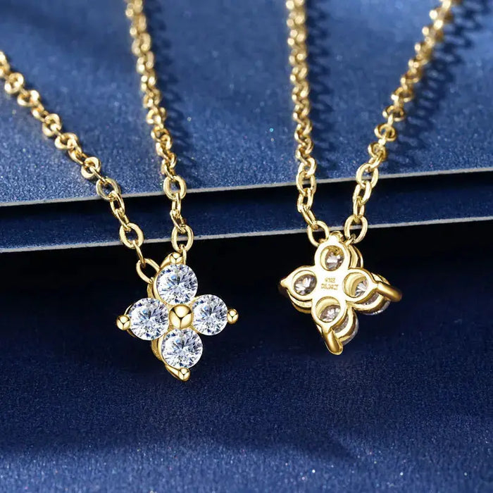 Moissanite Stud Earrings – 10k Gold Four-Leaf Clover Design SF