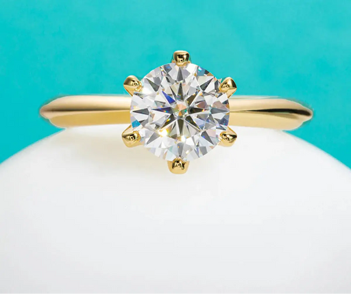 D color moissanite solitaire engagement ring in S925 sterling silver with 18K yellow gold plating
