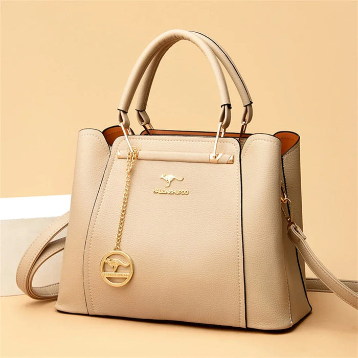 Women’s PU Leather Tote Bag – Fashion Soft Casual Handbag with Zipper Closure - Samanta Factory