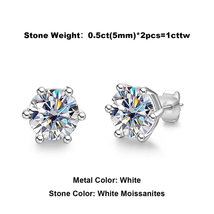 Moissanite Stud Earrings – 2ct Round Brilliant 925 Sterling Silver SF