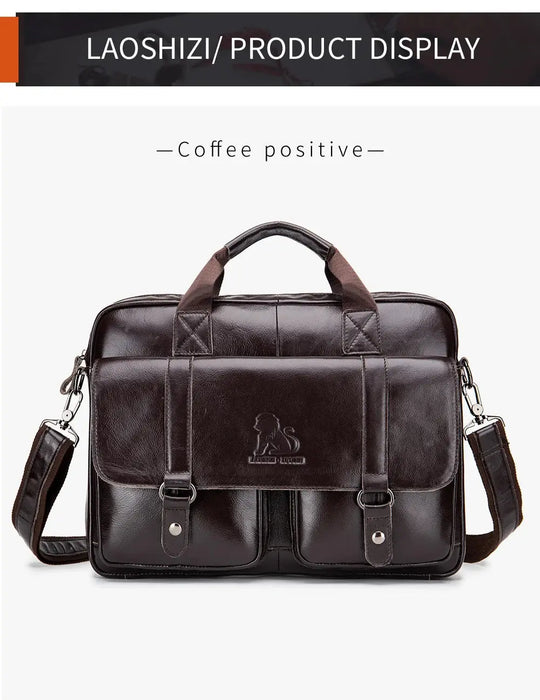 Leather Business Briefcase – 15-Inch Professional Work Bag for Men SF