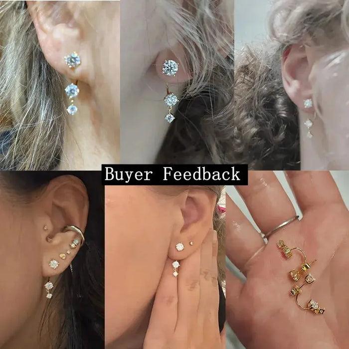 Moissanite Stud Earrings – D-Color VVS1 2-in-1 Sterling Silver SF