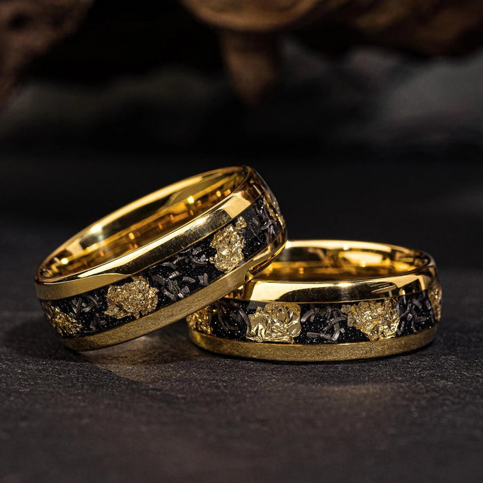 Men’s Tungsten Wedding Band – 18K Gold Plated Finish SF