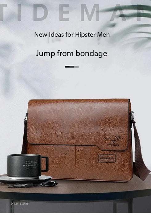 Men’s Business Satchel Bag – Slim PU Leather Shoulder Bag SF