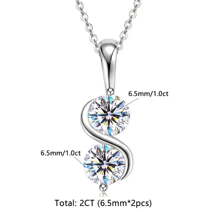 Moissanite Pendant Necklace – Twisted Round-Cut D-Color VVS1 SF