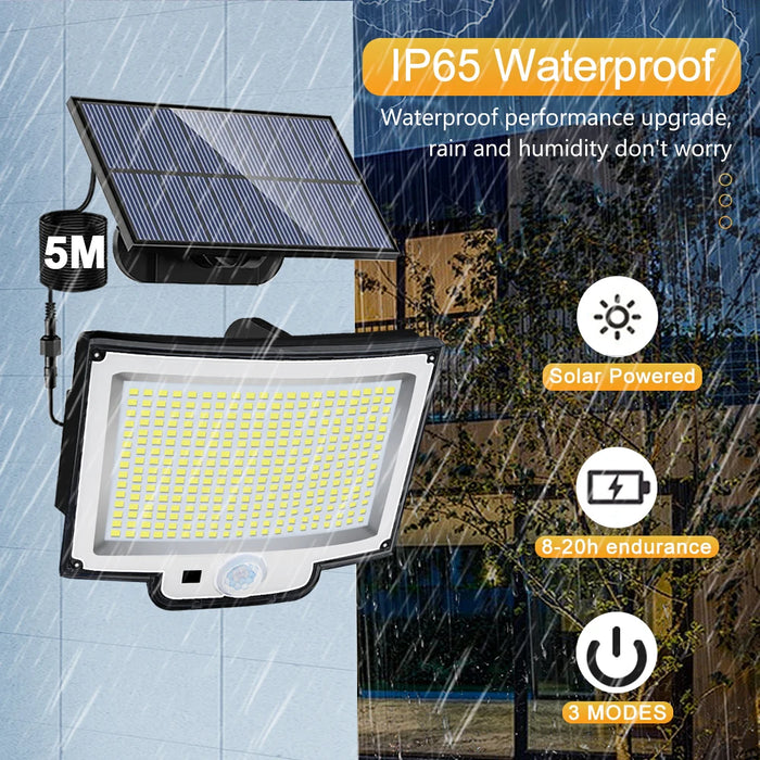 Solar Security Light – 3-Head Motion Sensor with Super Bright 348 LEDs - Samanta Factory