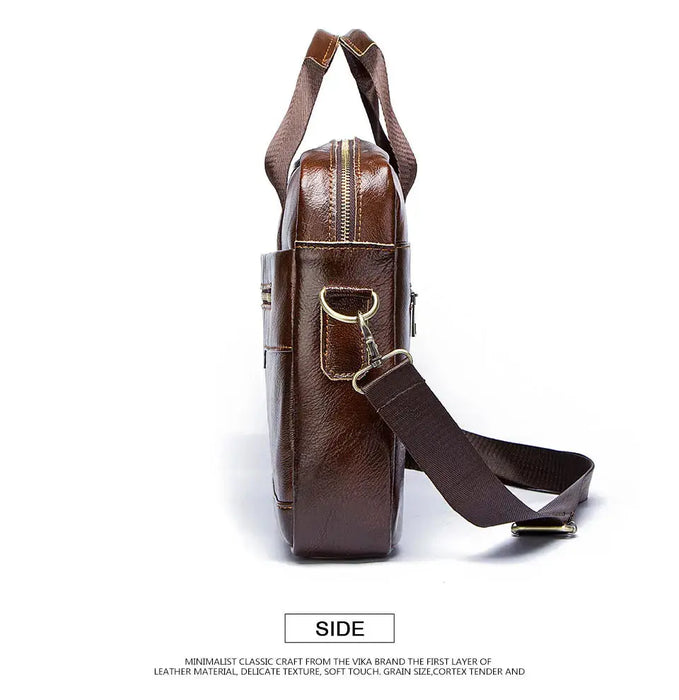 Leather Business Briefcase – Lightweight Men’s Work Tote Bag SF