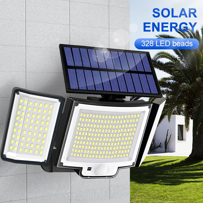 Solar Security Light – 3-Head Motion Sensor with Super Bright 348 LEDs - Samanta Factory