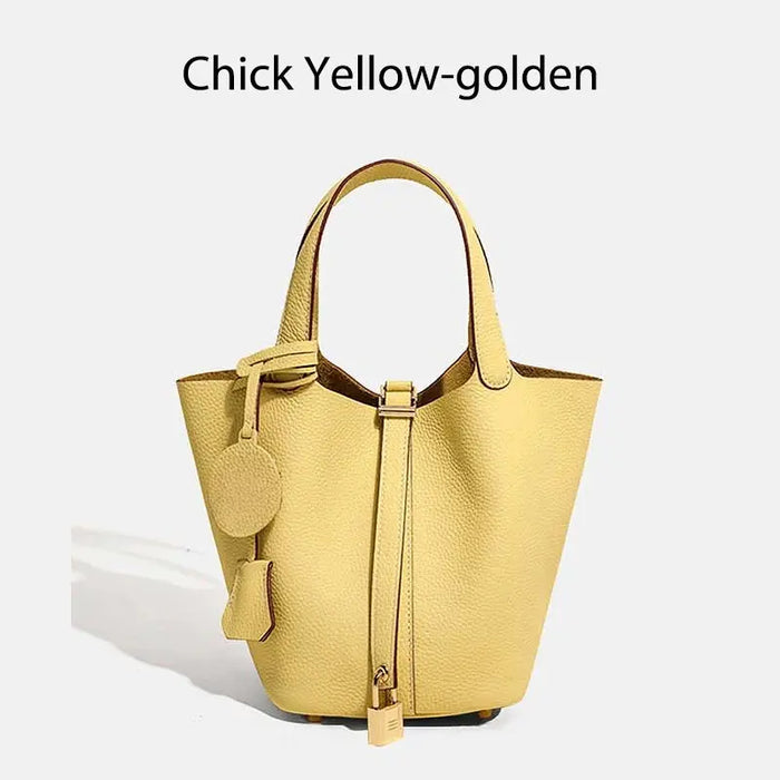 Cowhide Leather Bucket Bag – Soft Fashion for Four Seasons SF