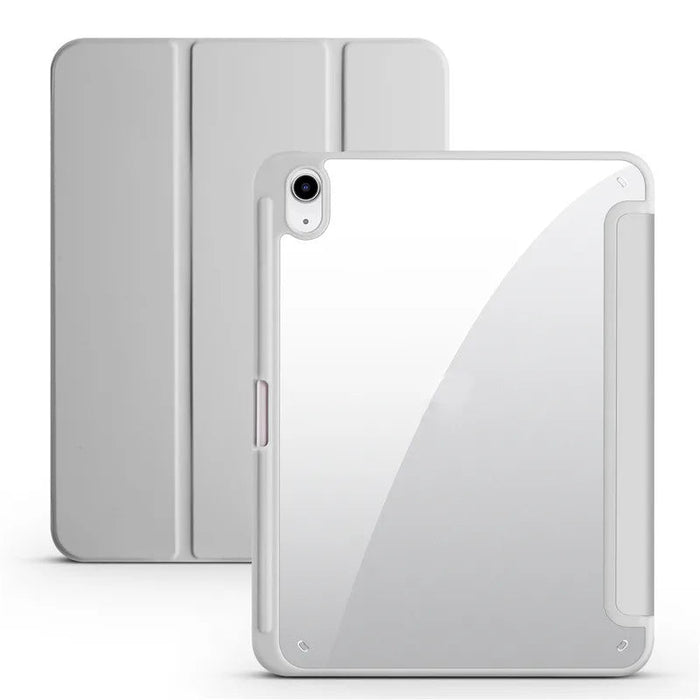 iPad Case with Pen Holder – Trifold PU Leather & Clear Acrylic Hard Back Stand Cover SF