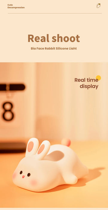 Cute Rabbit Night Light Silicone Lamp – Touch Sensor Soft LED Kids Sleep Light SF