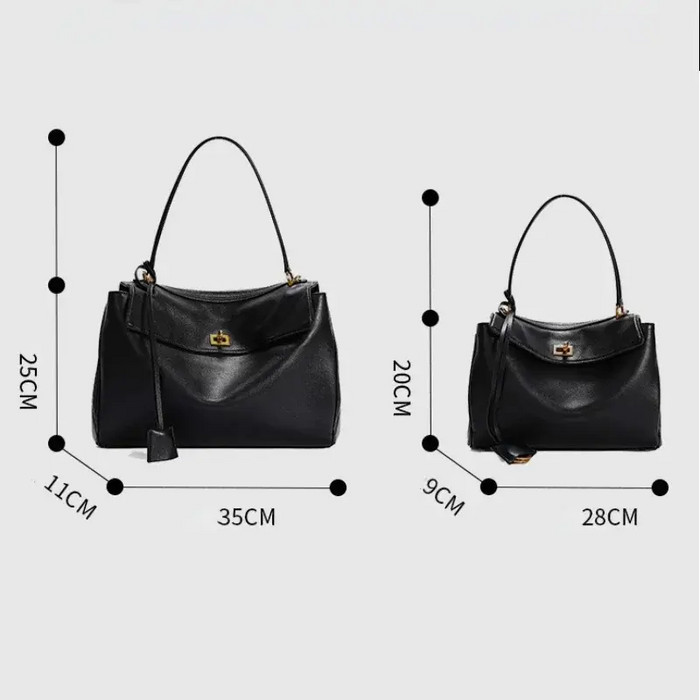 Cow Leather Shoulder Bag – Soft Tote with Large Capacity SF