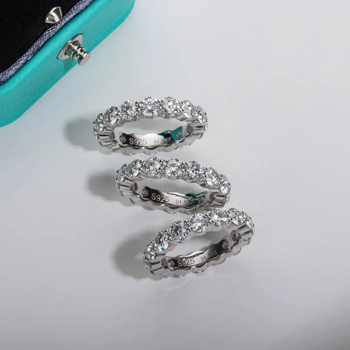 Moissanite Wedding Band Ring – 1.5CT D-Color VVS1 4mm Eternity Band in 925 Silver SF