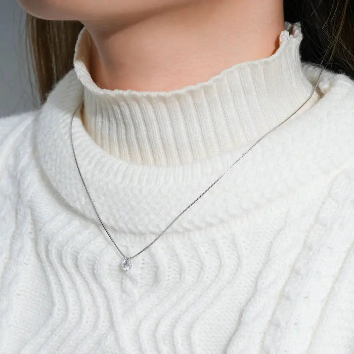 Moissanite Pendant Necklace – D-Color Round Solitaire SF