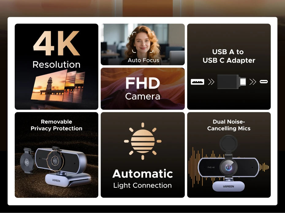 4K Webcam – 8MP Auto Focus with USB Plug & Play SF