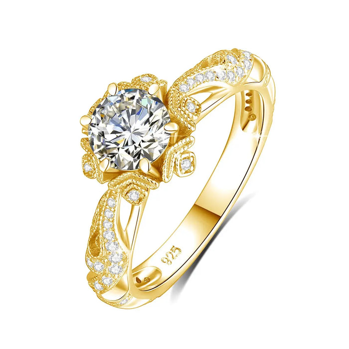 925 sterling silver moissanite ring with zircon accents for women
