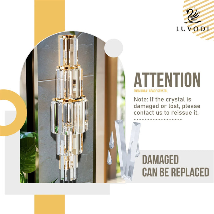 Crystal Wall Sconce – Luxurious 3- or 5-Tier LED Lighting with Gold Finish - Samanta Factory