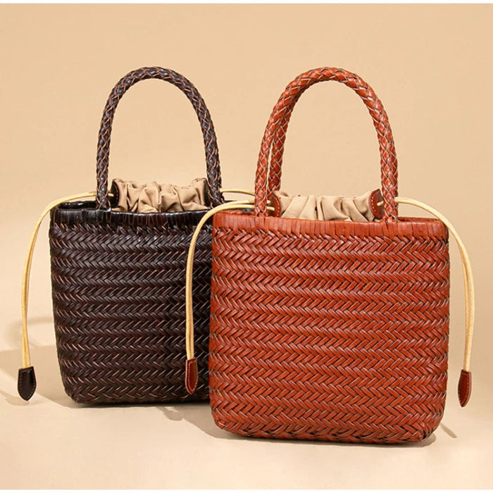 Hand-Woven Tote Bag – French Style Basket Shoulder Bag SF