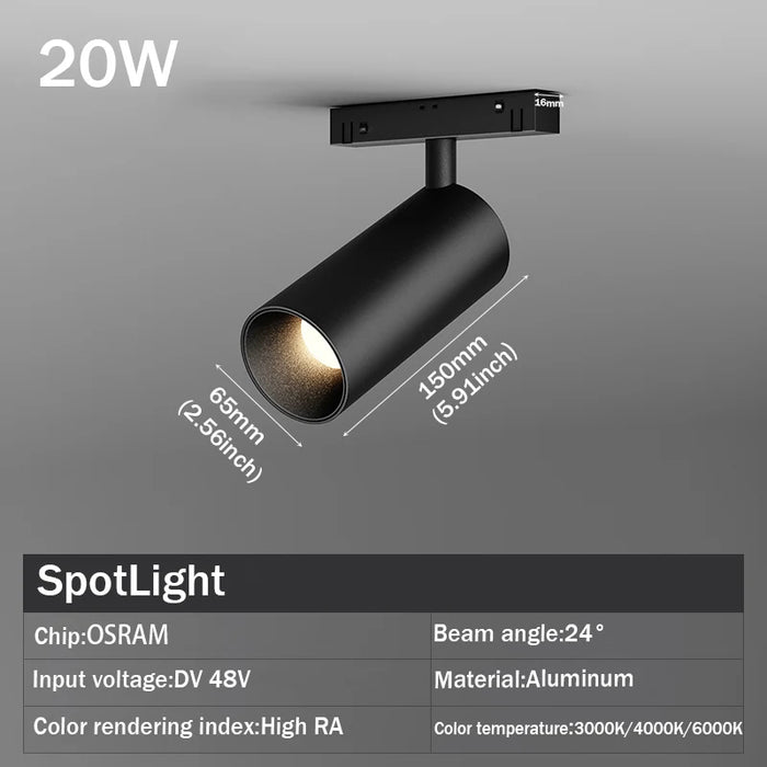 Magnetic LED Track Spotlight – 48V Linear Ceiling Light - Samanta Factory
