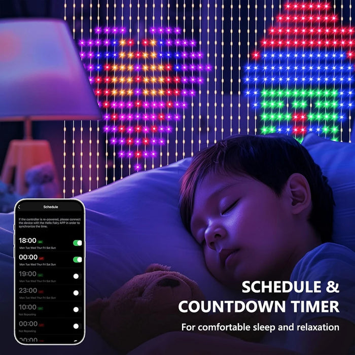 Smart LED Curtain Lights – APP Controlled RGB Fairy String for Christmas Decor - Samanta Factory