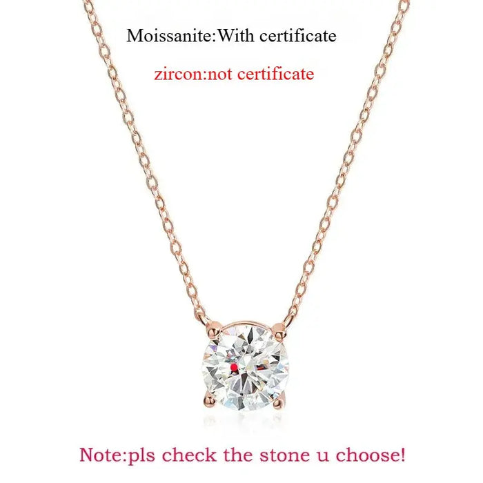 Moissanite Solitaire Necklace – Certified VVS1 Round Stone SF