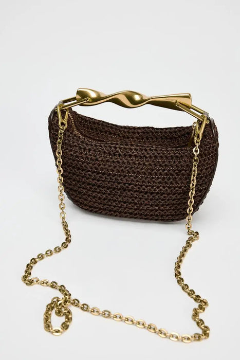 Women's Half Moon Straw Bag – Woven Bucket Crossbody Shoulder Bag for Summer Beach SF