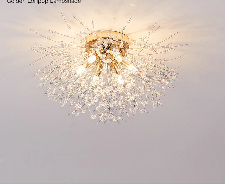 Crystal Dandelion Ceiling Light – 4-Light Nordic Chandelier for Living Room & Dining Room SF