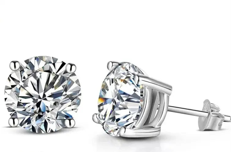 Moissanite Stud Earrings – 2ct D-Color Round Cut SF