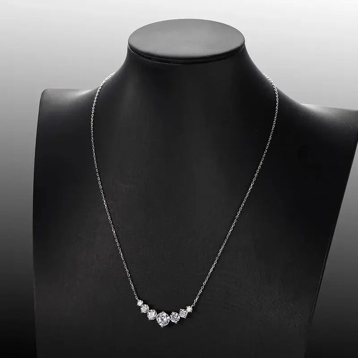 Moissanite Pendant Necklace – 7-Stone 925 Sterling Silver D-Color VVS1 SF