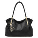 FOXER genuine leather women’s shoulder bag with zipper closure, interior compartments, beading and sequins, soft casual tote.