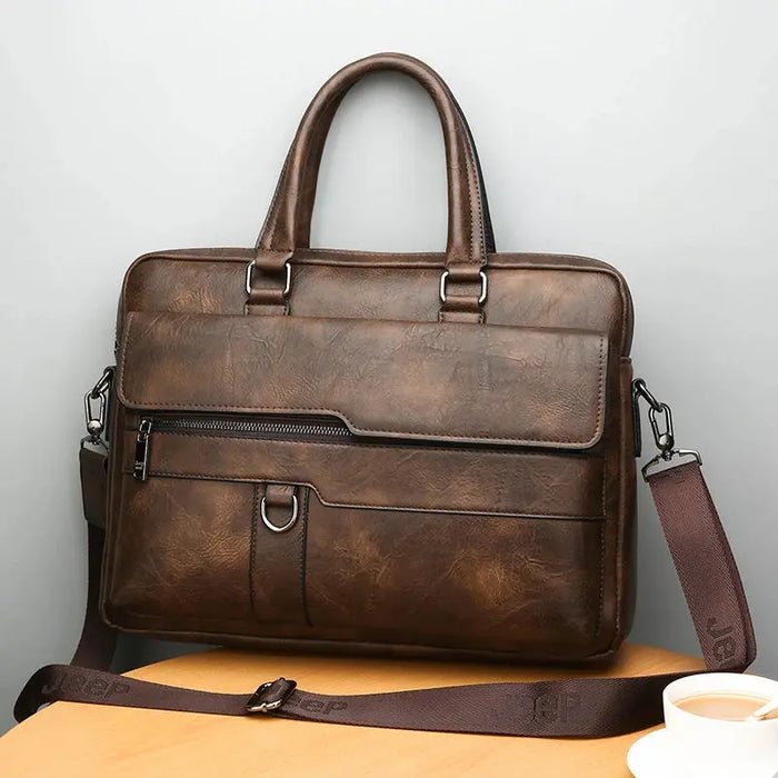 Men’s Business Briefcase – PU Leather Office Work Bag SF
