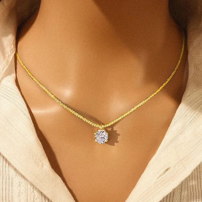 1CT Moissanite Diamond Pendant Necklace – 925 Sterling Silver Luxury Women’s Jewelry SF