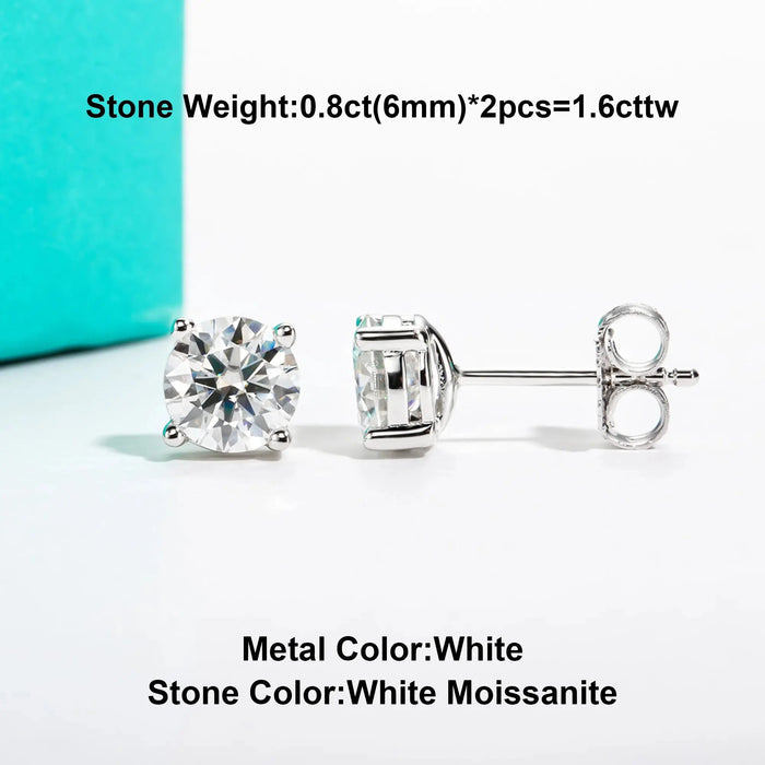 10K Gold Post Moissanite Stud Earrings with GRA Certificate SF